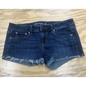 American Eagle Y2K Jean Shorts Size 8 Favorite Boyfriend Blue Denim Stretch